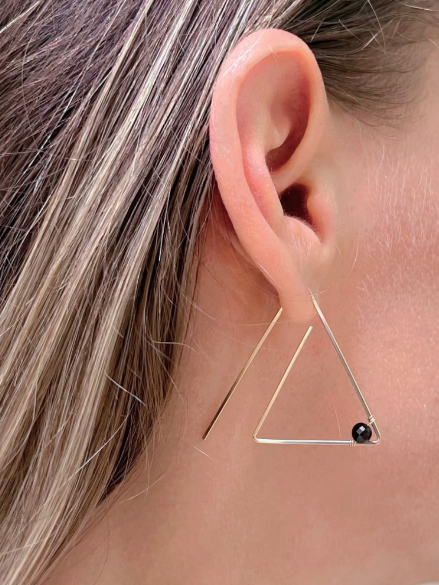 Black Spinel Triangle Hoops