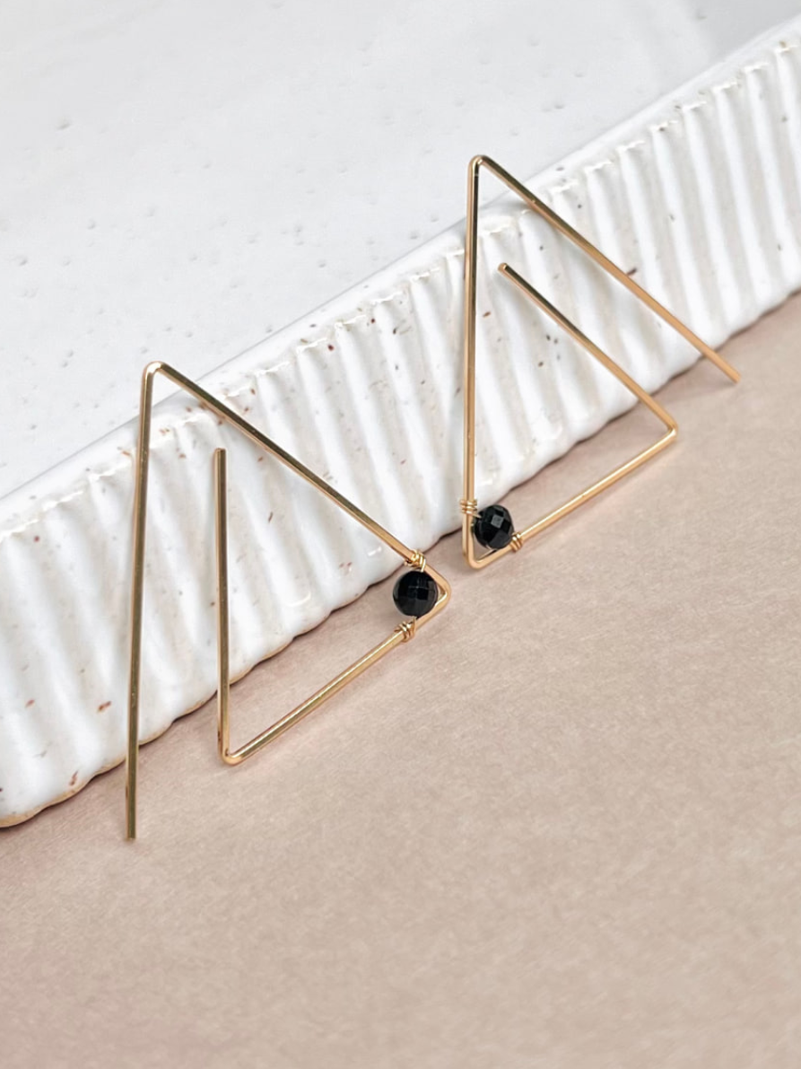 Black Spinel Triangle Hoops