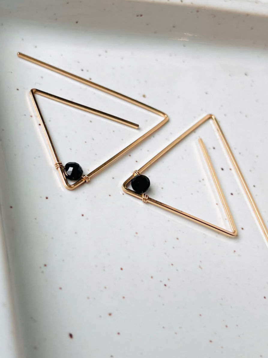 Black Spinel Triangle Hoops