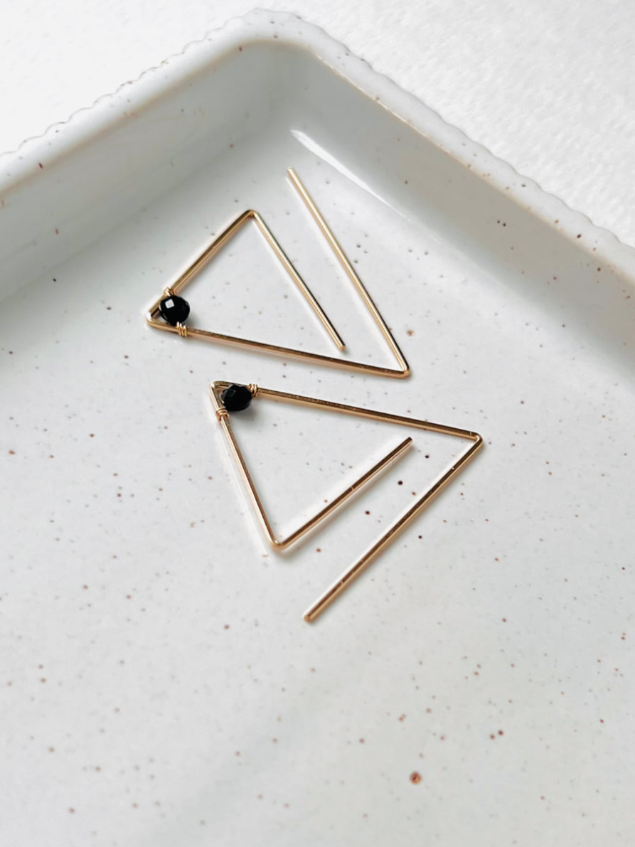 Black Spinel Triangle Hoops