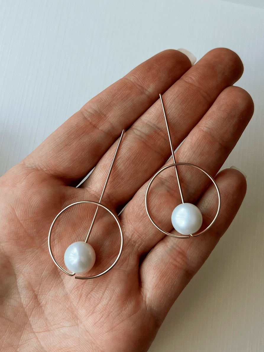 Pearl Drop Circles Earrings
