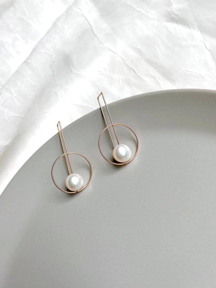 Pearl Drop Circles Earrings