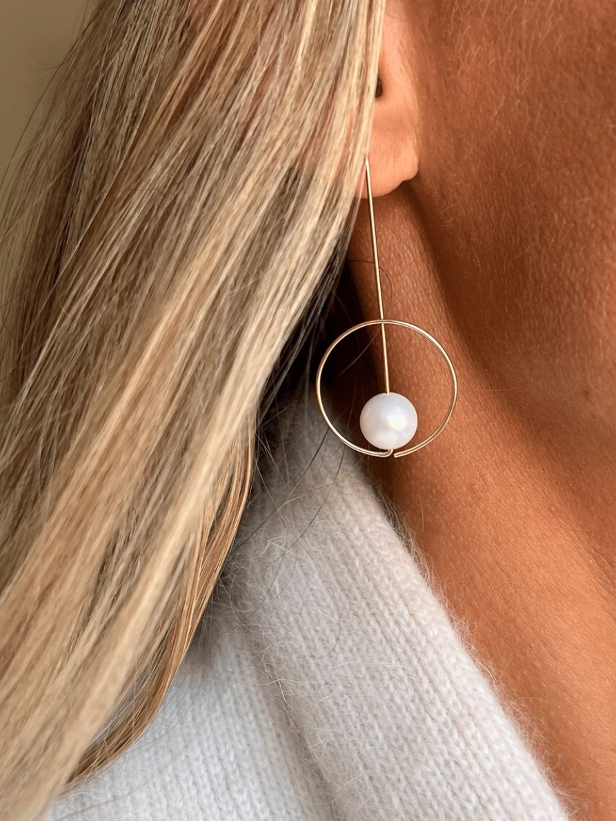 Pearl Drop Circles Earrings