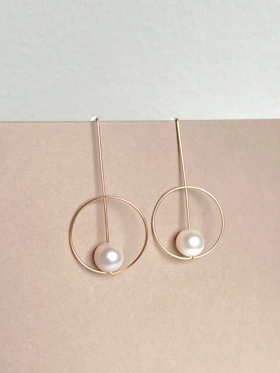 Pearl Drop Circles Earrings