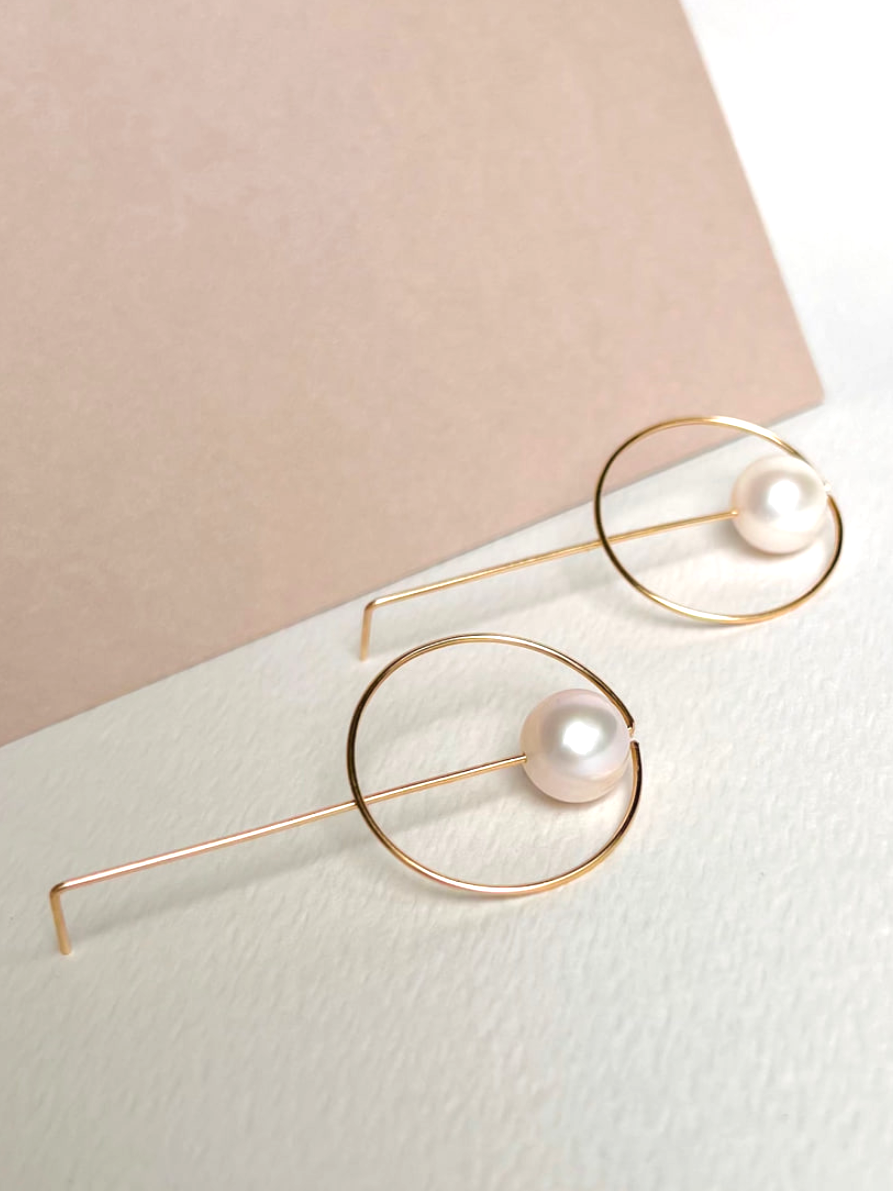 Pearl Drop Circles Earrings