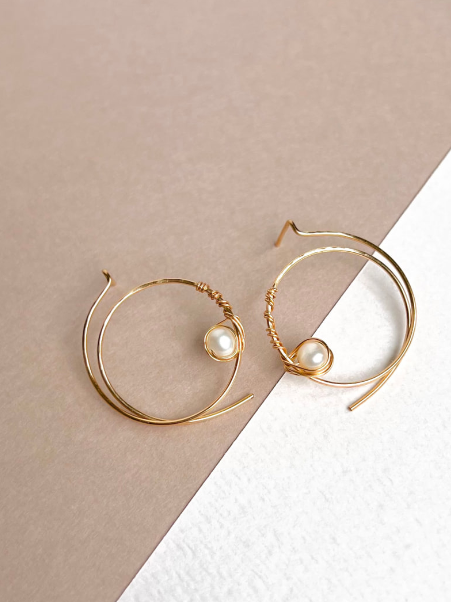 Round Pearl Stud Earrings