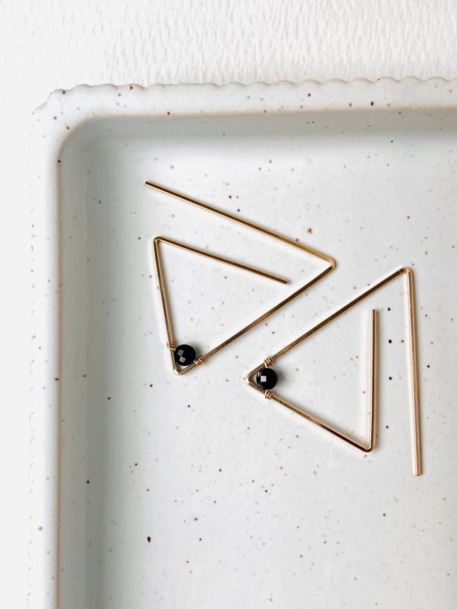 Black Spinel Triangle Hoops