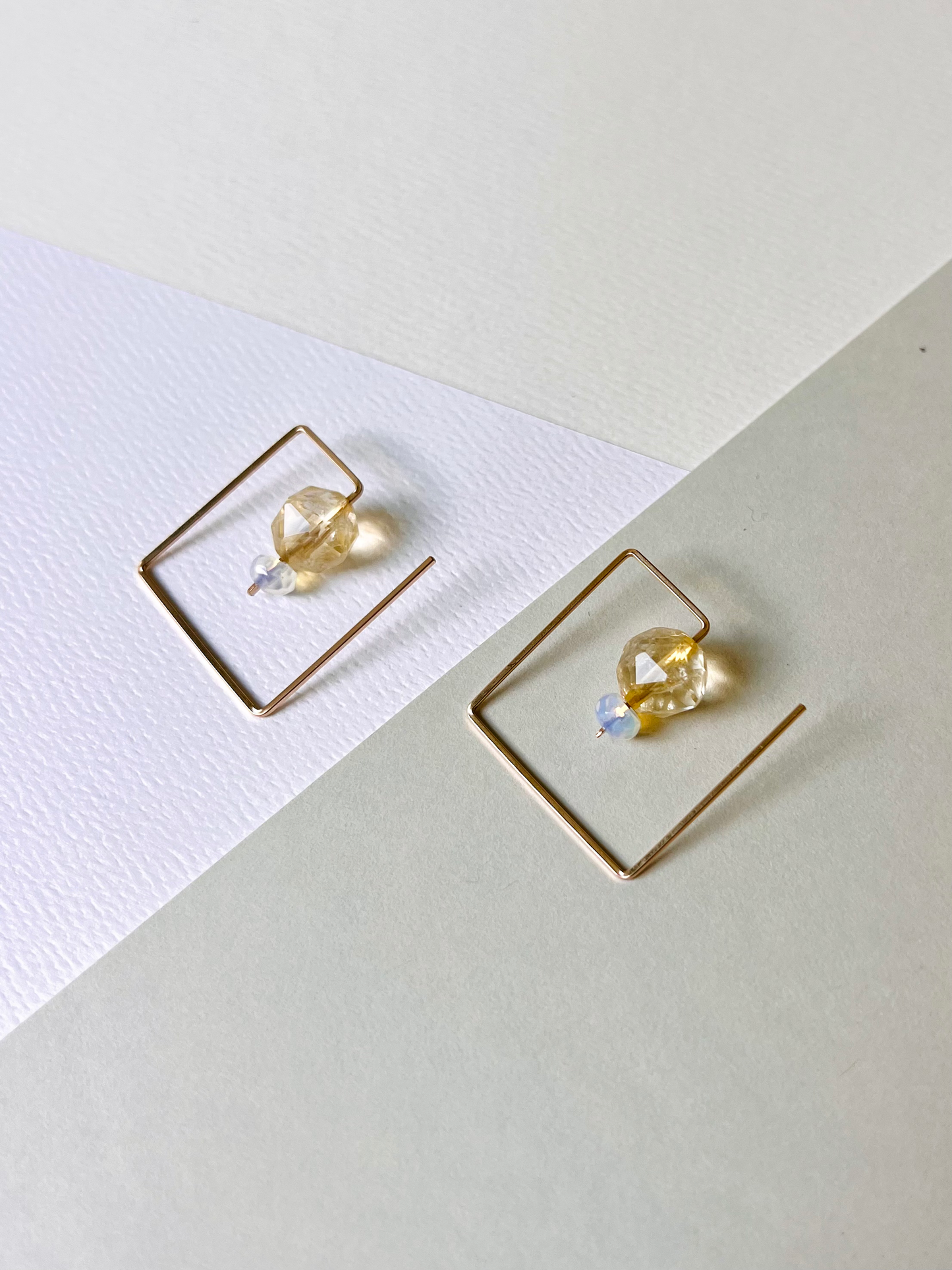 Citrine Square Hoop Earrings