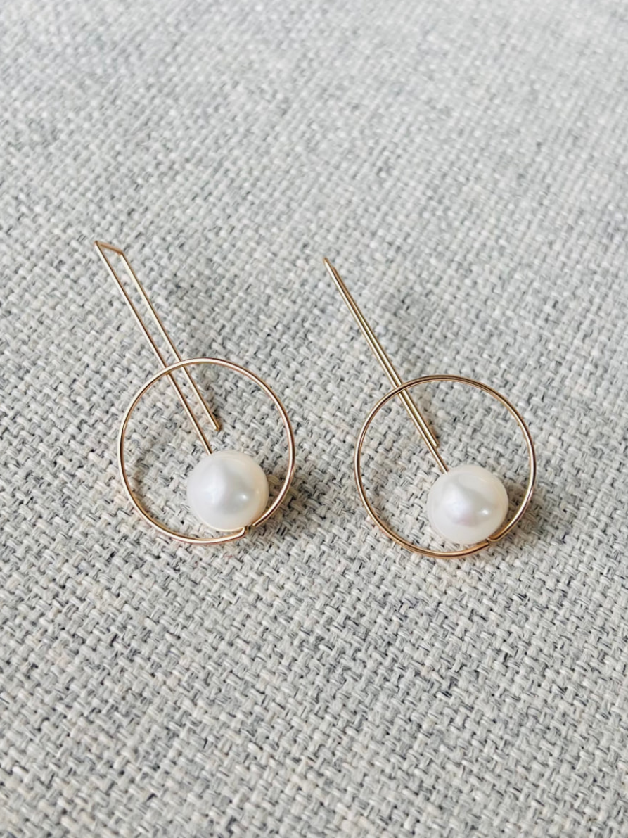 Pearl Drop Circles Earrings