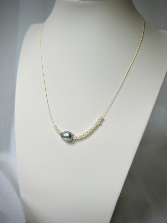 Grey Pearl Necklace, Minimalist Jewelry, Minimalist Bridal Necklet, Wedding Choker, Bridesmaid Beads