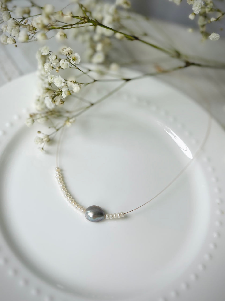 Baroque Pearl Pendant, High-luster Pearl Necklace, Minimalist Bridal Necklet, Wedding Choker, Bridesmaid Beads