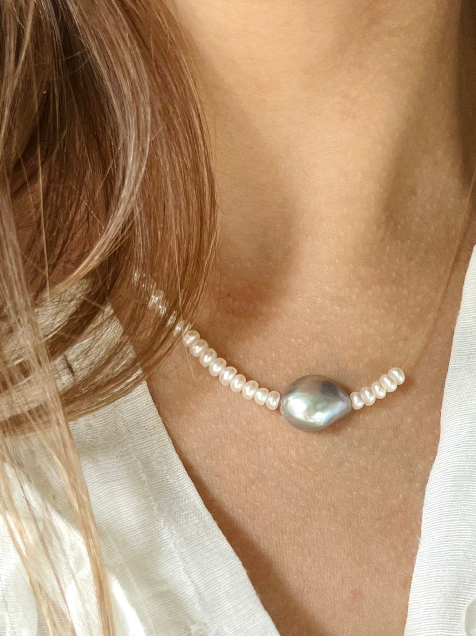 Baroque Pearl Pendant, High-luster Pearl Necklace, Minimalist Bridal Necklet, Wedding Choker, Bridesmaid Beads