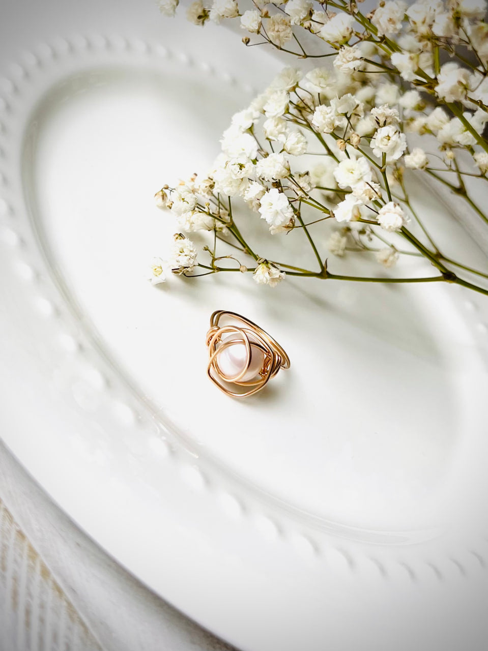 Pearl Gold Ring, Engagement Jewelry, Asymmetric Accessory