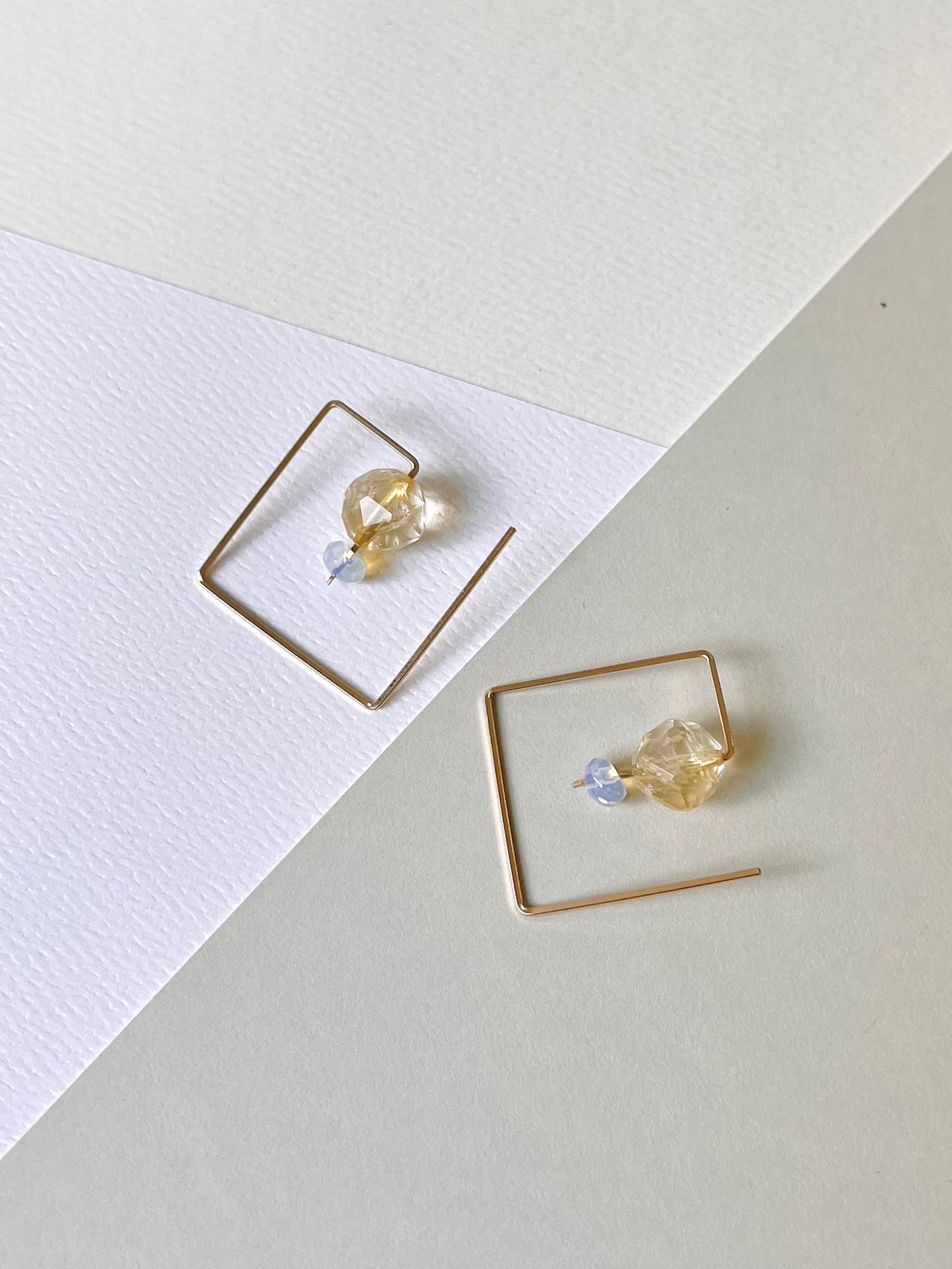 Citrine Square Hoop Earrings