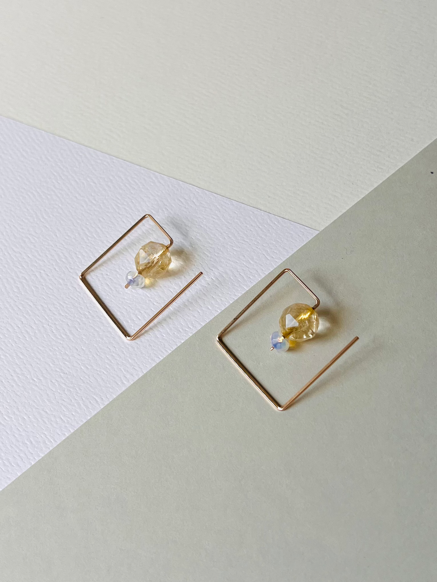 Citrine Square Hoop Earrings