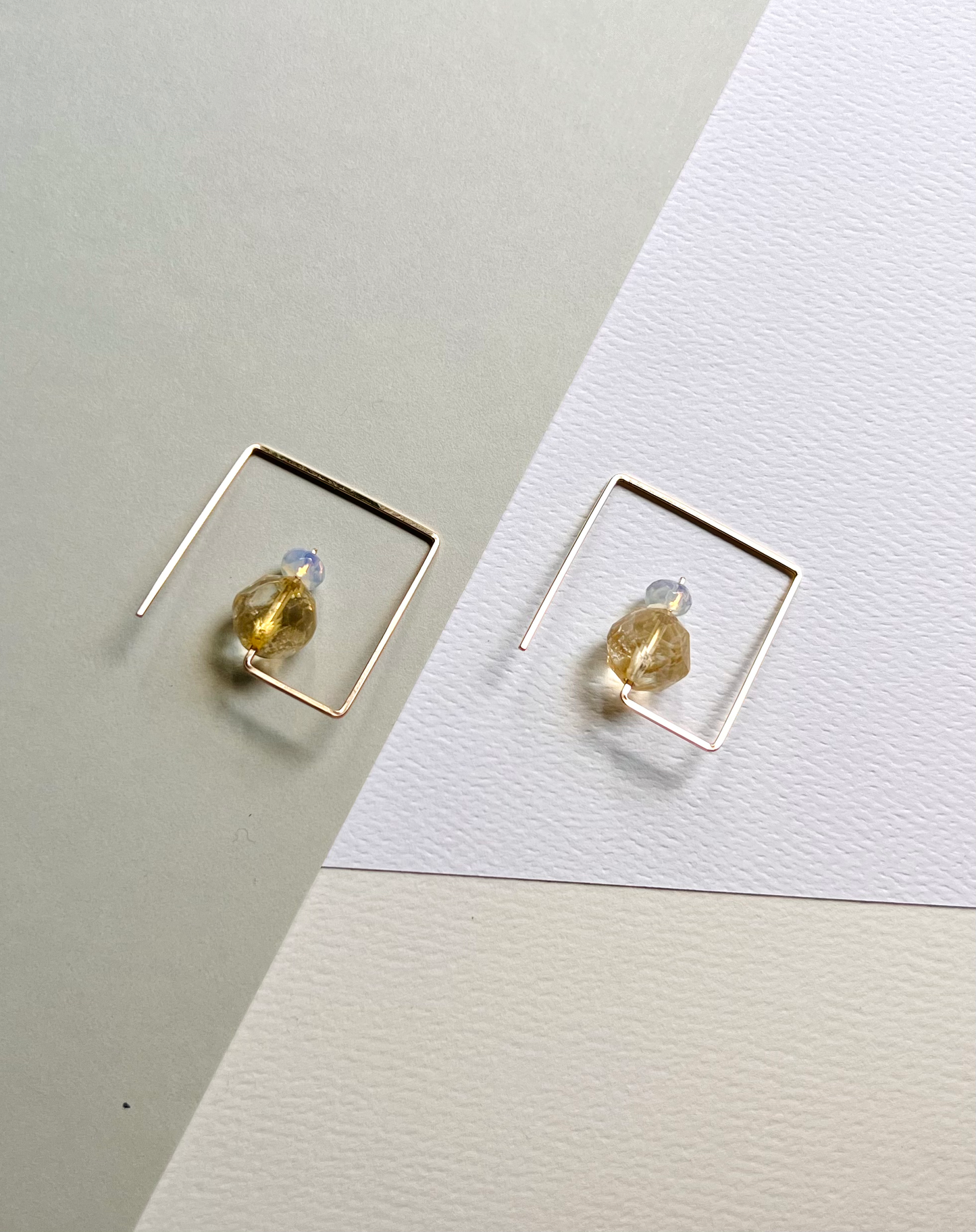 Citrine Square Hoop Earrings