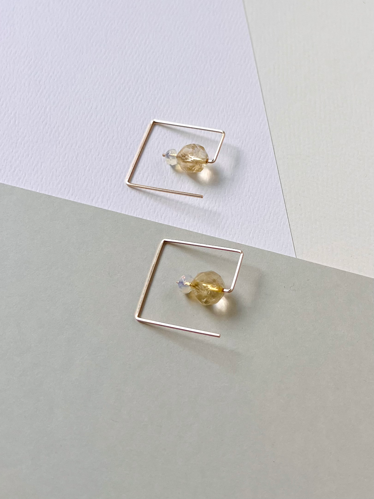 Citrine Square Hoop Earrings